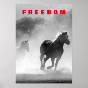 Wild Horses Motivational Freedom Artwork Poster