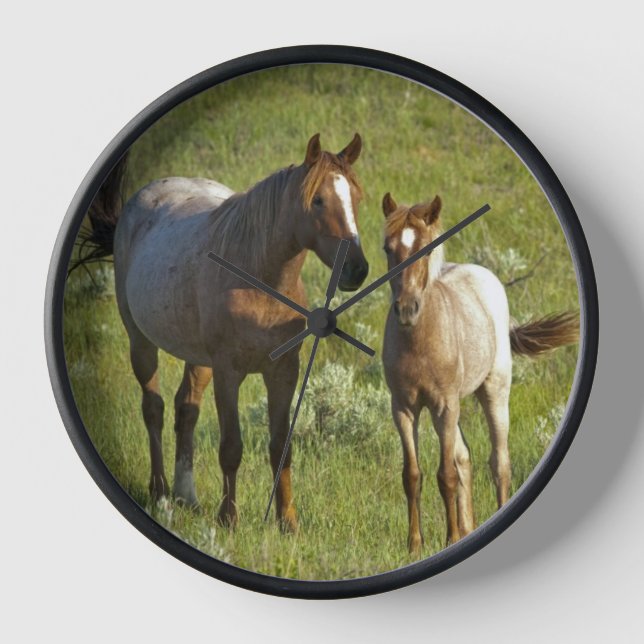Wild Horses North Dakota Clock (Front)