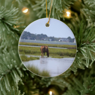 Wild Horses of Assateague Ceramic Ornament