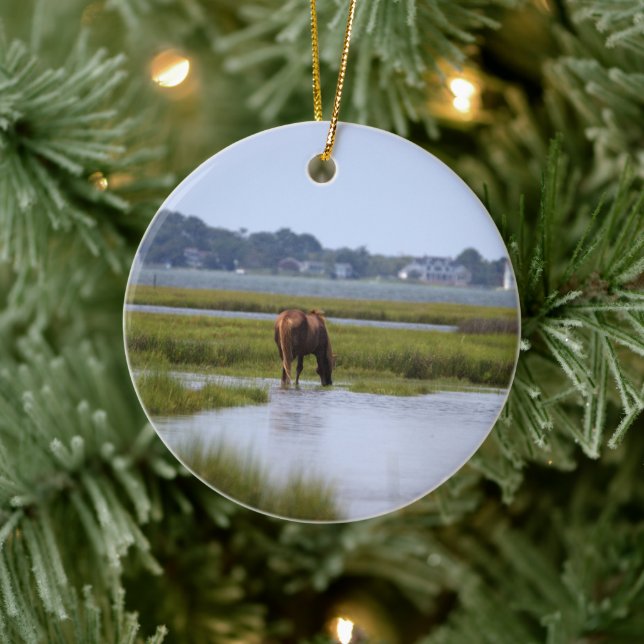 Wild Horses of Assateague Ceramic Ornament (Tree)