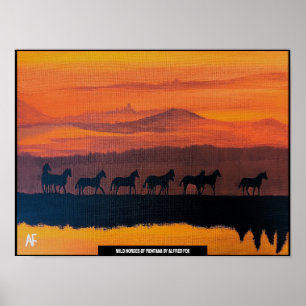 Wild Horses of Montana Painting by Alfred Fox Poster