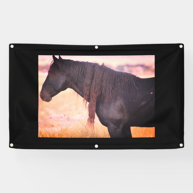 WILD HORSES ONAQUI MOUNTAINS BANNER W/ GROMMET (Horizontal)