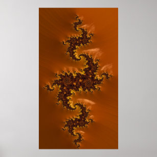 Wild Horses Orange Spirals Fractal Abstract Poster