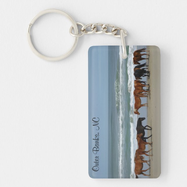 Wild Horses Outer Banks NC Key Ring (Front)