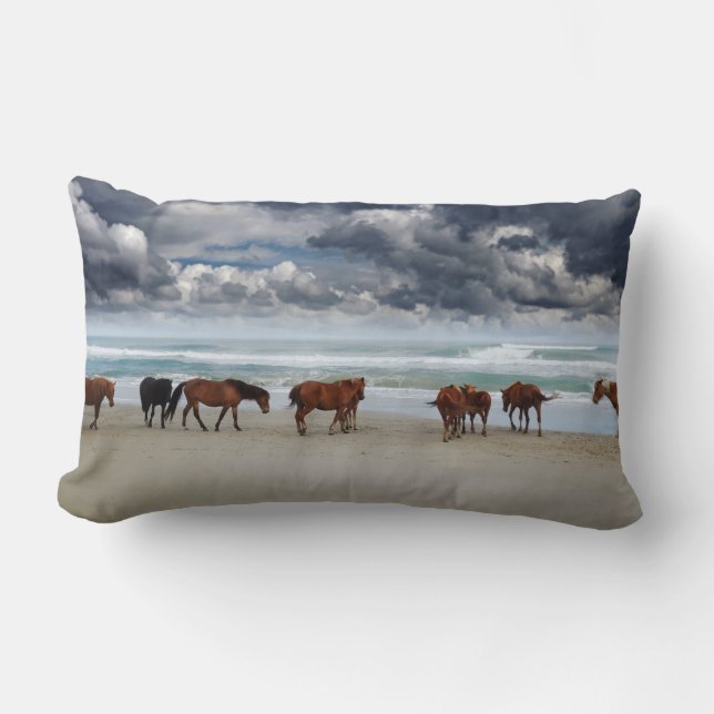 Wild Horses Outer Banks OBX NC Lumbar Cushion (Front)