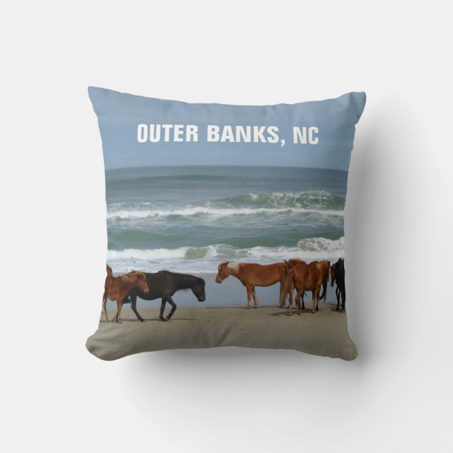 Wild Horses Outer Banks OBX North Carolina Cushion (Front)