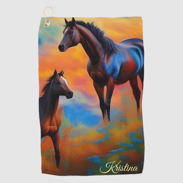 Wild Horses *personalise* Golf Towel (Front)