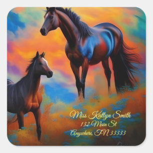 Wild Horses *personalise* Square Sticker