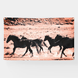 WILD HORSES RUNNING CUSTOMIZABLE BANNER W/ GROMMET
