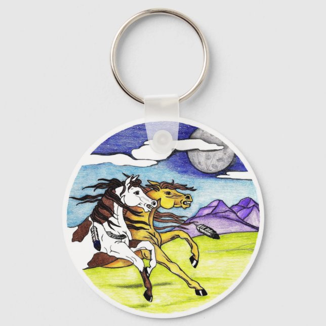 Wild Horses Running Free Key Ring (Front)