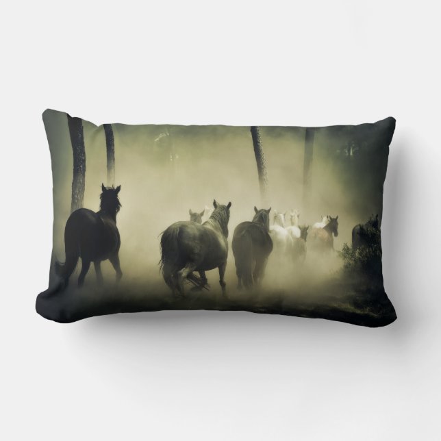 Wild Horses Running Lumbar Cushion (Front)