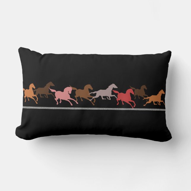 Wild horses running lumbar cushion (Front)
