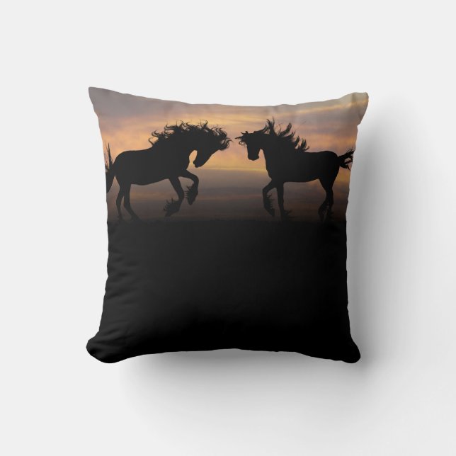 Wild Horses Silhouette Cushion (Front)