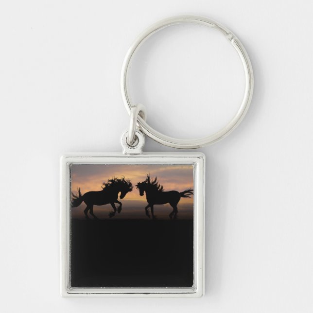 Wild Horses Silhouette Key Ring (Front)