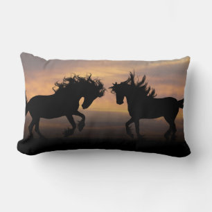 Wild Horses Silhouette Lumbar Cushion