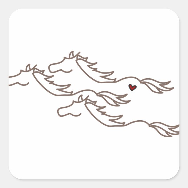 Wild Horses Square Sticker (Front)