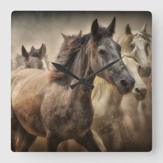 Wild Horses Square Wall Clock