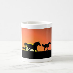 Wild Horses Sunset Silhouette Coffee Mug