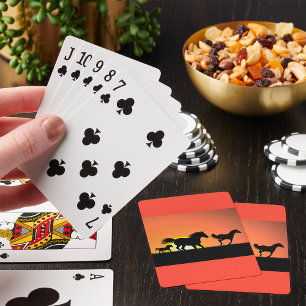 Wild Horses Sunset Silhouette Playing Cards
