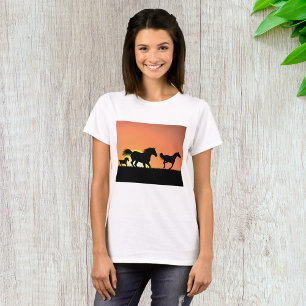 Wild Horses Sunset Silhouette T-Shirt