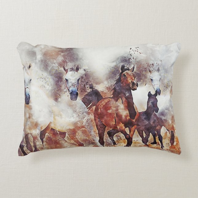 WILD HORSES THROW PILLOW (Front)