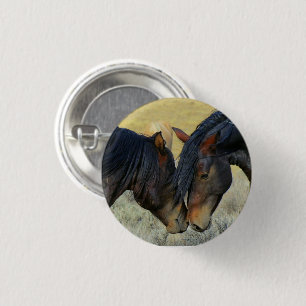 Wild Horses Touching Noses Button
