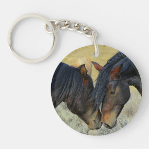Wild Horses Touching Noses Keychain