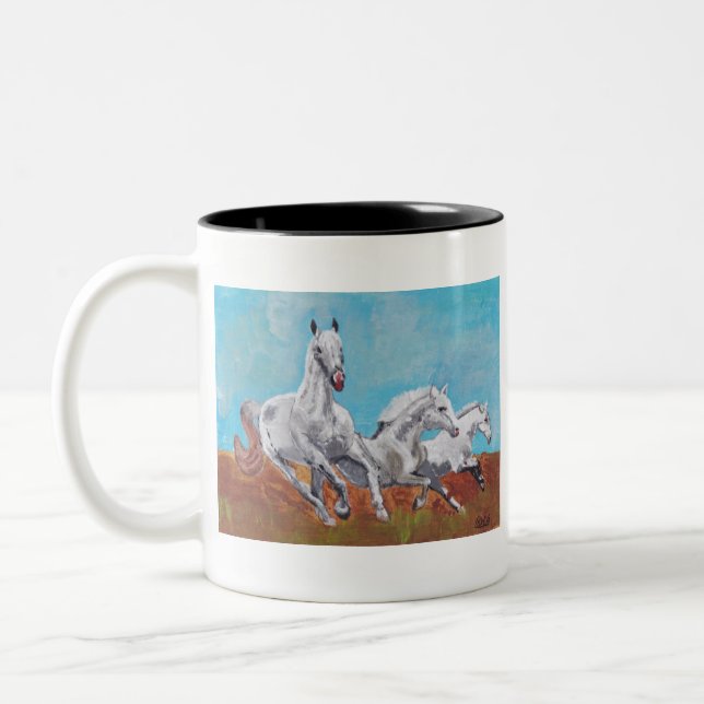 Wild Horses Two-Tone Coffee Mug (Left)