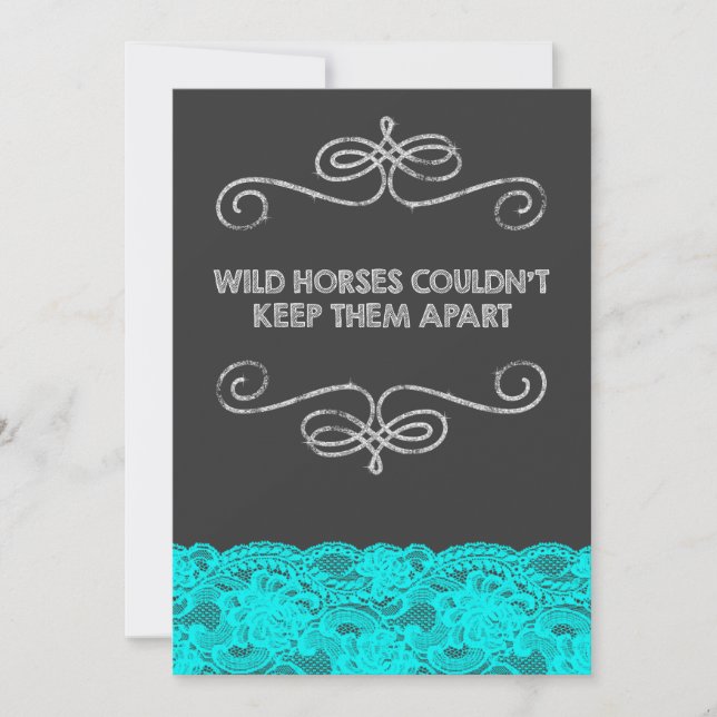 Wild Horses Vintage Chalkboard Wedding Invitation (Front)