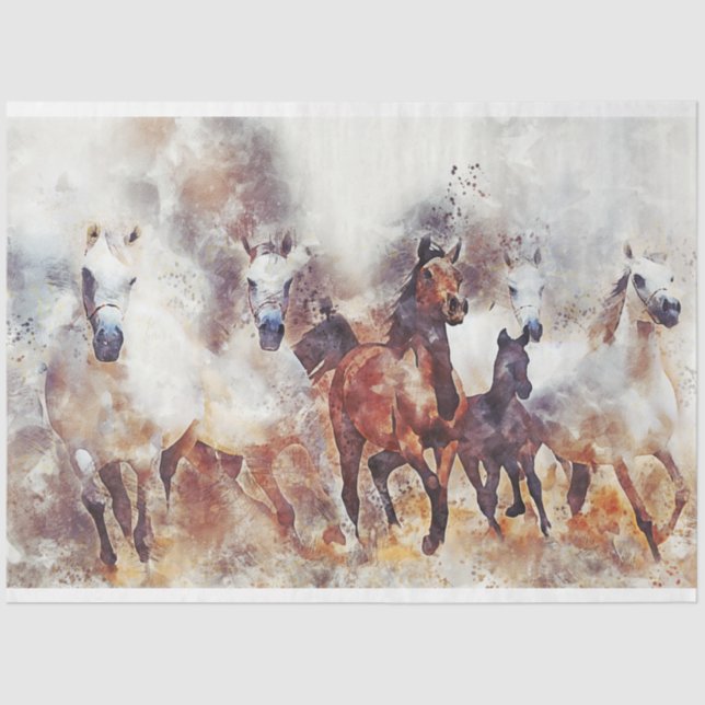 Wild Horses Western Decoupage Art Tissue Paper (Front)