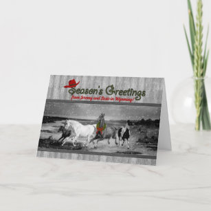 Wild Horses Western Themed Custom Christmas Holiday Card