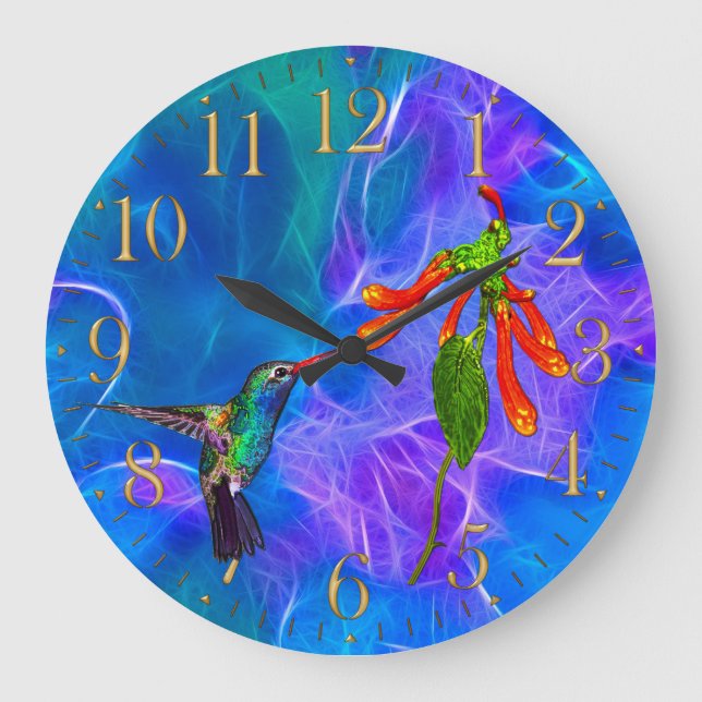 Wild Hummingbird Bird-lover's Art Clock (Front)