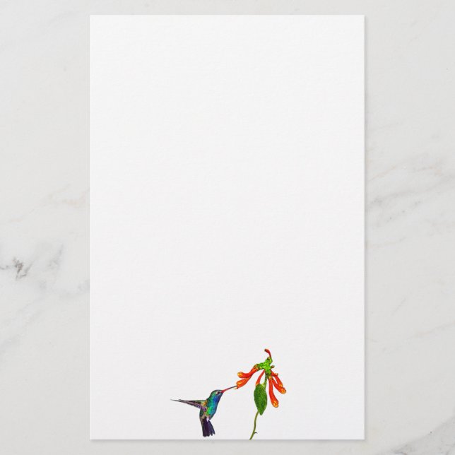 Wild Hummingbird Bird-lover's Art Series Stationery (Front)