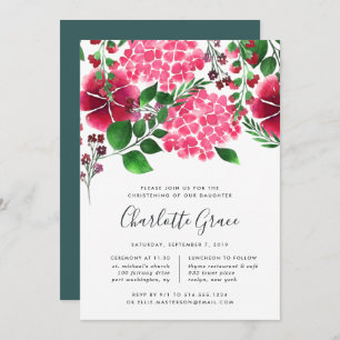 Wild Hydrangea Christening or Baptism Invitation