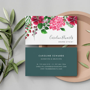 Wild Hydrangea Watercolor Floral Business Card