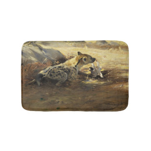 Wild Hyena (by Wilhem Kuhnert) Bath Mat