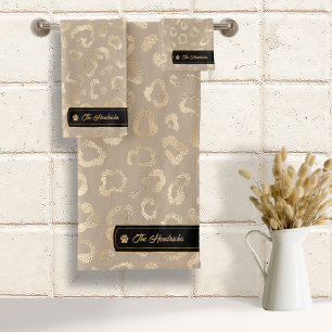 Wild Ideas Glam Leopard Spots Taupe ID1160 Bath Towel Set