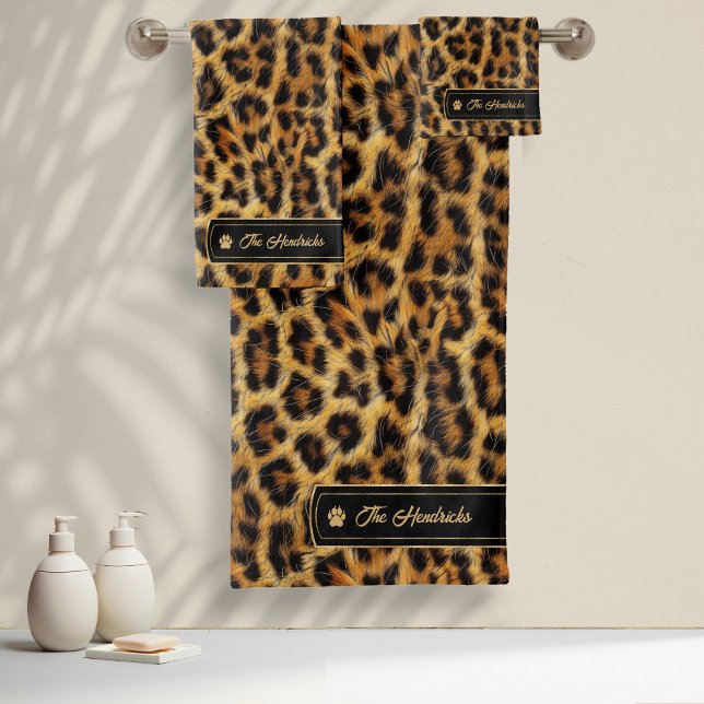 Wild Ideas Gold Label Dark Leopard ID1160 Bath Towel Set (Creator Uploaded)