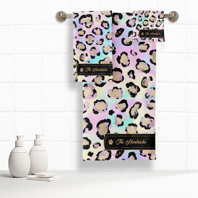 Wild Ideas Holographic Leopard Spots ID1161 Bath Towel Set (Creator Uploaded)