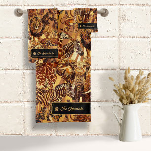 Wild Ideas Safari Animal Collage ID1160 Bath Towel Set