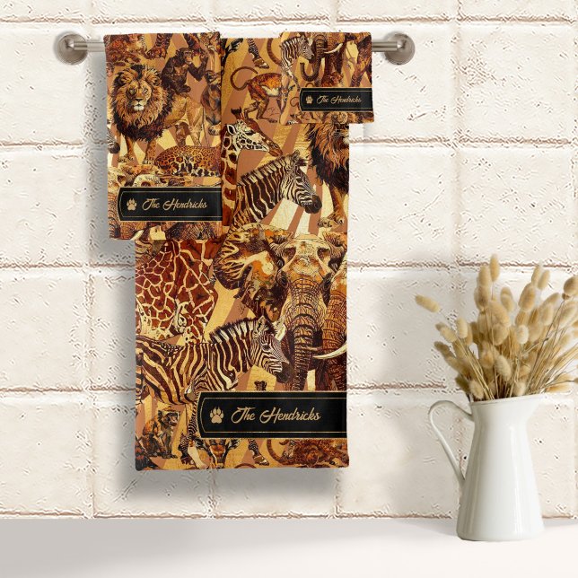 Wild Ideas Safari Animal Collage ID1160 Bath Towel Set (Creator Uploaded)