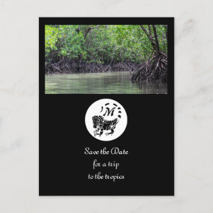 Wild Iguana Silhouette Monogram Photo Invitation Postcard