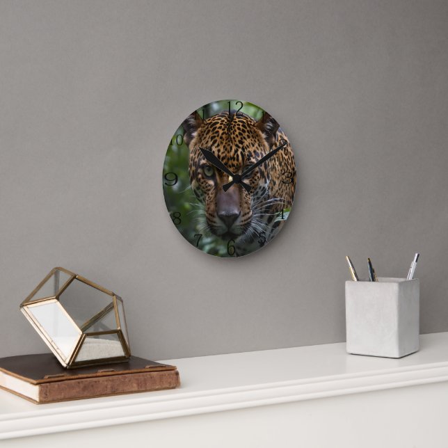 Wild Jaguar In The Forest, Round Clock (Office)