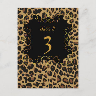 Wild Jaguar Print Wedding Table Number Card
