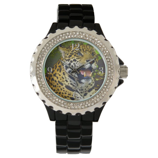Wild Jaguar Spotted Panther Animal Lover Watch (Front)