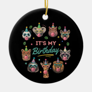 Wild Jungle Animal Birthday Party Design Ceramic Ornament