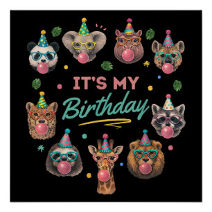 Wild Jungle Animal Birthday Party Design  Poster