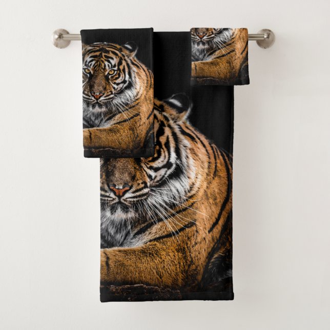 Wild Jungle Animal Tiger Bath Towel Set (Insitu)