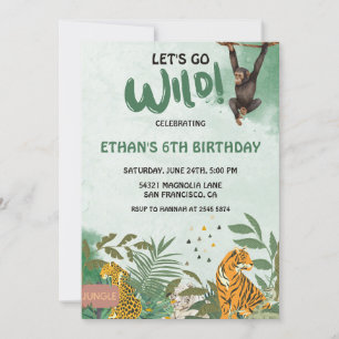 Wild Jungle Animals Birthday Invitation