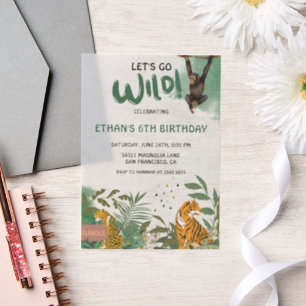 Wild Jungle Animals Birthday Vellum Invitations